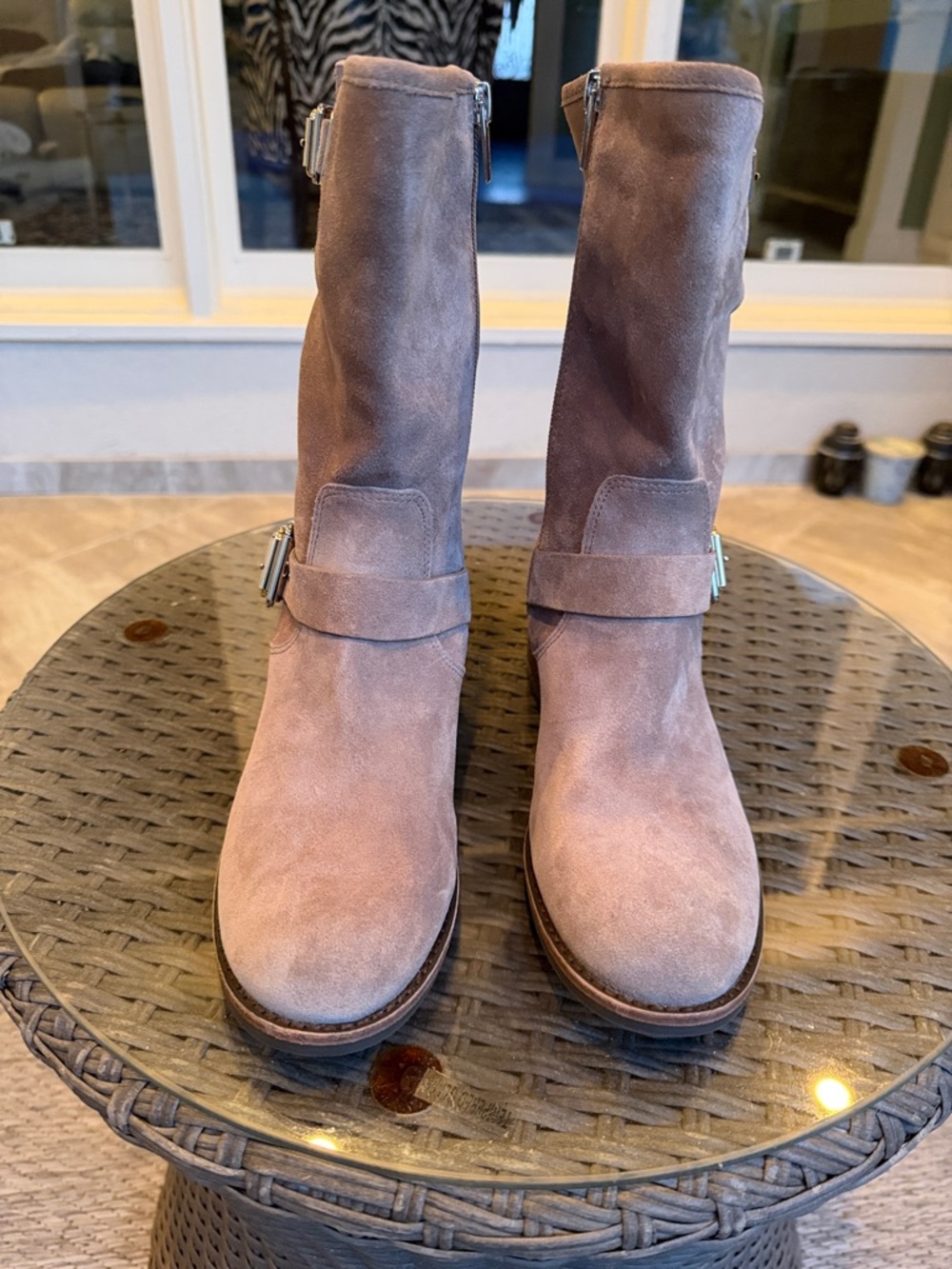Vince Camuto Suede Mid-Calf Women's Boots in Taupe